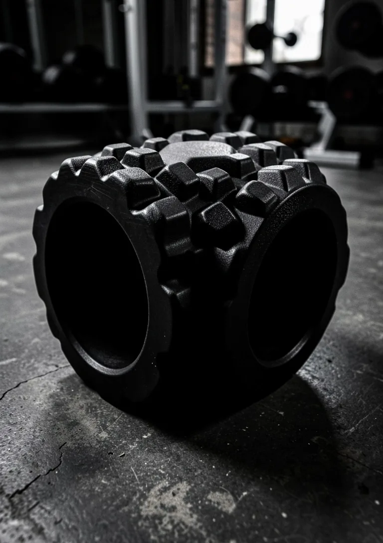 High-density foam roller on a gym floor