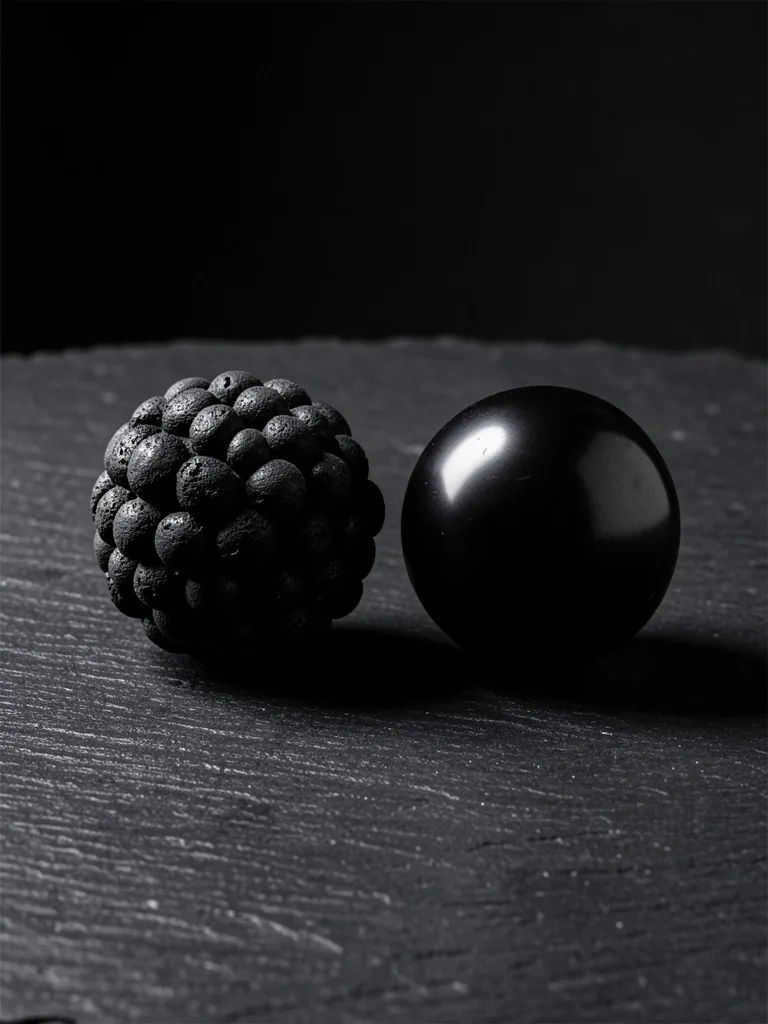 Peanut massage ball and smooth massage ball on dark surface